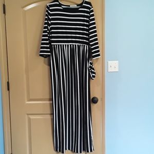 Black and White Striped Maxi Dress